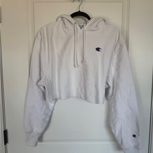 Champion Cropped White Hoodie
